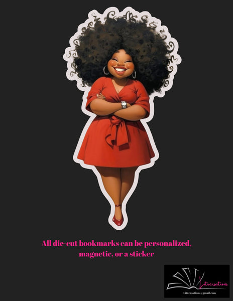 Curvy Girl Die Cut Bookmark, Sticker or Magnetic Bookmark