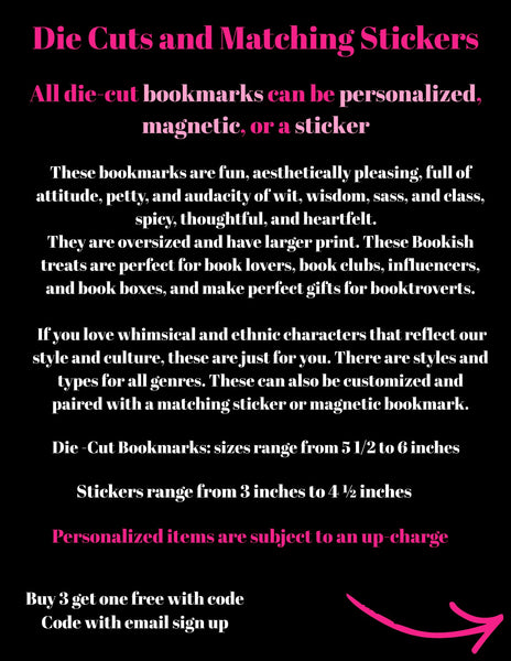 Sassy - Die Cut Bookmark with Personalization Option