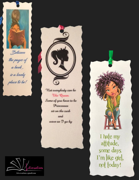 Oversized Rectangular Bookmarks of Ethnic Women with Sayings