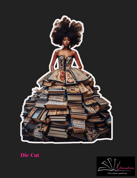 Book Lady Die Cut Bookmark or Sticker #1