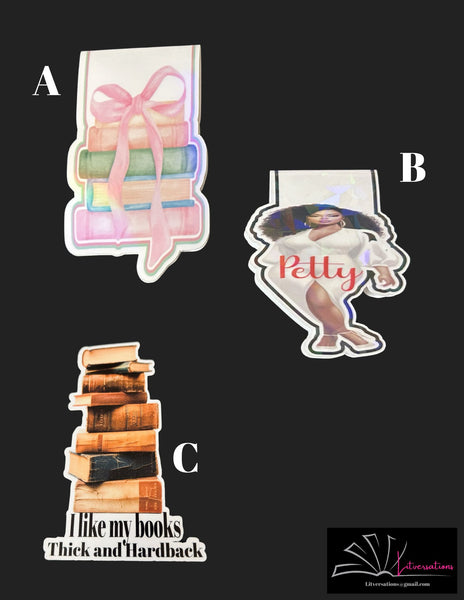 Magnetic Bookmarks: Petty, I Like My Books Thick and Hardback, Books in Bows