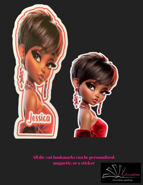 Glamorous - Die Cut Bookmark, Sticker or Magnetic Bookmark