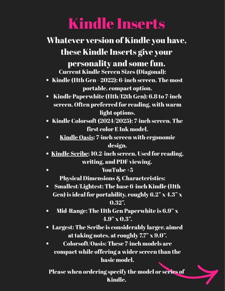 Custom Kindle Inserts or E-Reader Inserts