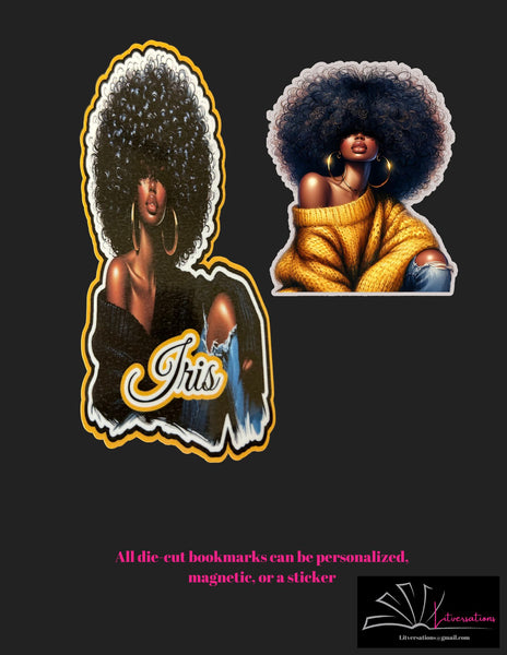 African American Beauty - Die Cut Bookmark, Sticker, or Magnetic Bookmark