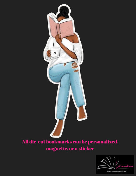 Tea and Books Die Cut Bookmark or Sticker